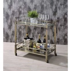 Matiesen Serving Cart, Antique Gold & Clear Glass by Whatseaso -BENCH Online Store antique gold clear whatseaso kitchen carts l k110499108 44 1000