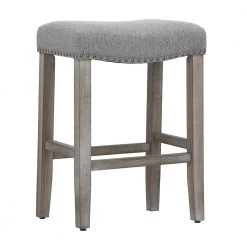 Jameson 24 in. Antique Gray Backless Wood Counter Stool with Gray Linen Seat (Set of 2) by WESTIN OUTDOOR -BENCH Online Store antique gray westin outdoor bar stools id401 24 ag gy 2 4f 1000