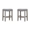 Jameson 24 in. Antique Gray Backless Wood Counter Stool with Gray Linen Seat (Set of 2) by WESTIN OUTDOOR