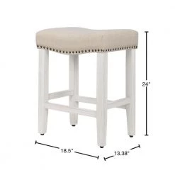 Jameson 24 in. Antique White Backless Wood Counter Stool with Beige Linen Seat (Set of 2) by WESTIN OUTDOOR 12 Jameson 24 in. Antique White Backless Wood Counter Stool with Beige Linen Seat (Set of 2) by WESTIN OUTDOOR -BENCH Online Store antique white westin outdoor bar stools id401 24 aw bg 2 40 1000