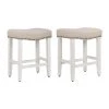 Jameson 24 in. Antique White Backless Wood Counter Stool with Beige Linen Seat (Set of 2) by WESTIN OUTDOOR 2 Jameson 24 in. Antique White Backless Wood Counter Stool with Beige Linen Seat (Set of 2) by WESTIN OUTDOOR -BENCH Online Store antique white westin outdoor bar stools id401 24 aw bg 2 64 1000