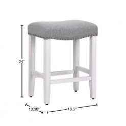 Jameson 24 in. Antique White Backless Wood Counter Stool with Gray Linen Seat (Set of 2) by WESTIN OUTDOOR -BENCH Online Store antique white westin outdoor bar stools id401 24 aw gy 2 40 1000