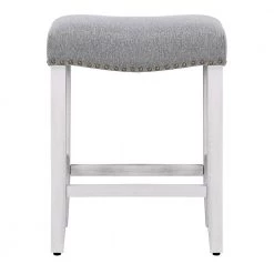 Jameson 24 in. Antique White Backless Wood Counter Stool with Gray Linen Seat (Set of 2) by WESTIN OUTDOOR -BENCH Online Store antique white westin outdoor bar stools id401 24 aw gy 2 4f 1000