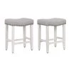 Jameson 24 in. Antique White Backless Wood Counter Stool with Gray Linen Seat (Set of 2) by WESTIN OUTDOOR 1 Jameson 24 in. Antique White Backless Wood Counter Stool with Gray Linen Seat (Set of 2) by WESTIN OUTDOOR -BENCH Online Store antique white westin outdoor bar stools id401 24 aw gy 2 64 1000