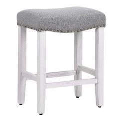 Jameson 24 in. Antique White Backless Wood Counter Stool with Gray Linen Seat (Set of 2) by WESTIN OUTDOOR -BENCH Online Store antique white westin outdoor bar stools id401 24 aw gy 2 c3 1000
