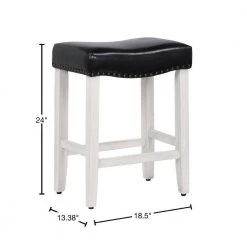 Jameson 24 in. Antique White Backless Wood Counter Stool with Black Faux Leather Seat (Set of 2) by WESTIN OUTDOOR -BENCH Online Store antique white westin outdoor bar stools id401 24 aw le 2 40 1000