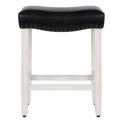 Jameson 24 in. Antique White Backless Wood Counter Stool with Black Faux Leather Seat (Set of 2) by WESTIN OUTDOOR -BENCH Online Store antique white westin outdoor bar stools id401 24 aw le 2 4f 1000
