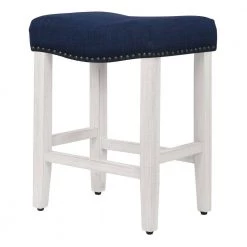 Jameson 24 in. Antique White Backless Wood Counter Stool with Navy Blue Linen Seat (Set of 2) by WESTIN OUTDOOR 15 Jameson 24 in. Antique White Backless Wood Counter Stool with Navy Blue Linen Seat (Set of 2) by WESTIN OUTDOOR -BENCH Online Store antique white westin outdoor bar stools id401 24 aw nb 2 1f 1000