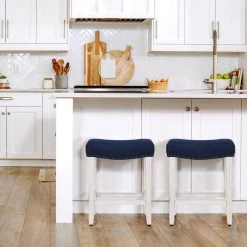 Jameson 24 in. Antique White Backless Wood Counter Stool with Navy Blue Linen Seat (Set of 2) by WESTIN OUTDOOR 17 Jameson 24 in. Antique White Backless Wood Counter Stool with Navy Blue Linen Seat (Set of 2) by WESTIN OUTDOOR -BENCH Online Store antique white westin outdoor bar stools id401 24 aw nb 2 31 1000