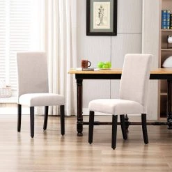 NINA Linen Fabric Tufted Upholsted Side Chair (Set of 2), Beige by WESTIN OUTDOOR -BENCH Online Store beige westin outdoor accent chairs id302 sc bg 2 31 1000