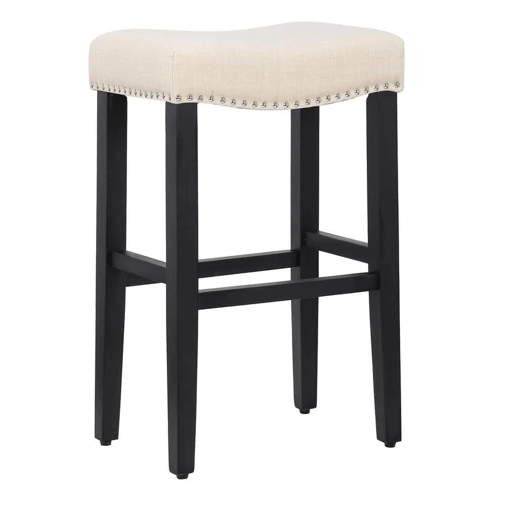 Jameson 29 in. Rubberwood Upholstered Nail Head Bar Stool (Set of 2) by WESTIN OUTDOOR 6 Jameson 29 in. Rubberwood Upholstered Nail Head Bar Stool (Set of 2) by WESTIN OUTDOOR - Image 4