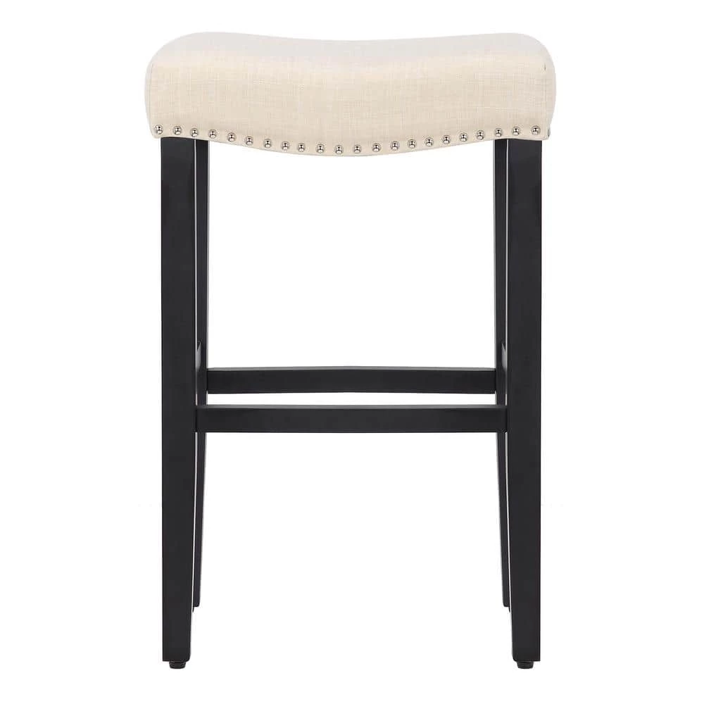 Jameson 29 in. Rubberwood Upholstered Nail Head Bar Stool (Set of 2) by WESTIN OUTDOOR 5 Jameson 29 in. Rubberwood Upholstered Nail Head Bar Stool (Set of 2) by WESTIN OUTDOOR - Image 3