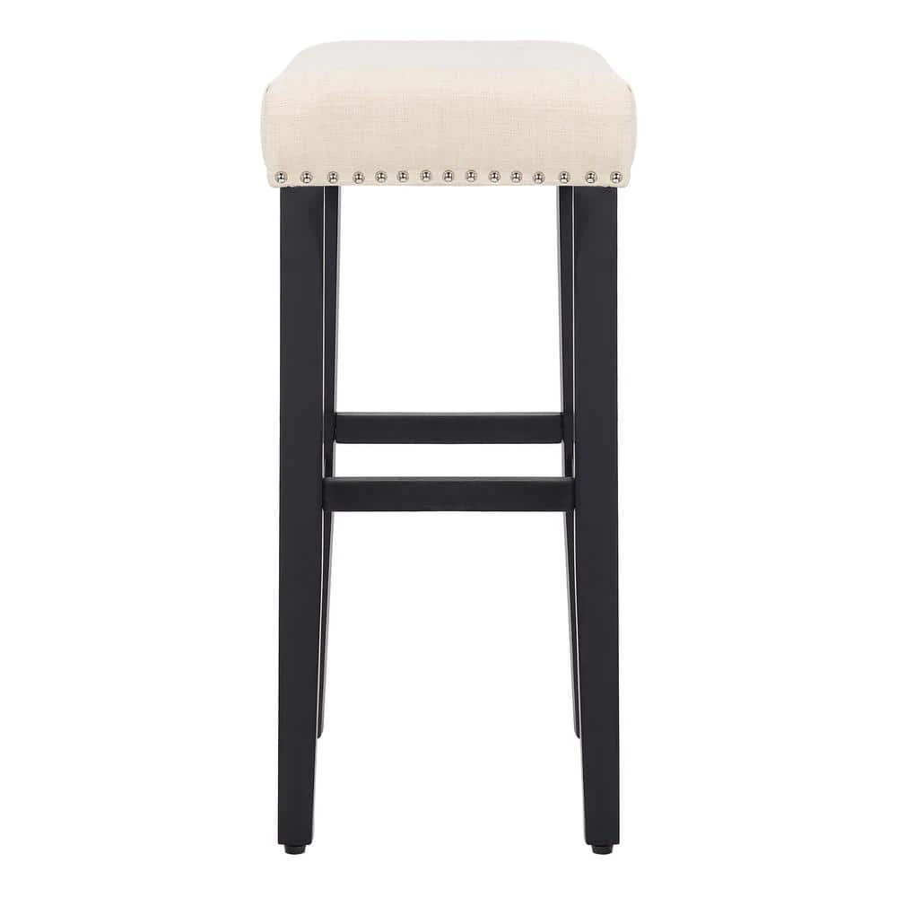 Jameson 29 in. Rubberwood Upholstered Nail Head Bar Stool (Set of 2) by WESTIN OUTDOOR 4 Jameson 29 in. Rubberwood Upholstered Nail Head Bar Stool (Set of 2) by WESTIN OUTDOOR - Image 2