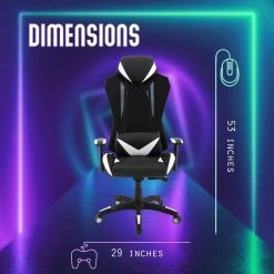 Commando Ergonomic Black and White High-Back Gaming Chair with Adjustable Gas Lift Seating and Lumbar Support by Hanover 17 Commando Ergonomic Black and White High-Back Gaming Chair with Adjustable Gas Lift Seating and Lumbar Support by Hanover -BENCH Online Store black and gray hanover gaming chairs hgc0104 1d 1000