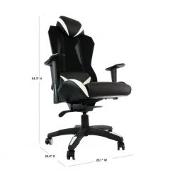 Commando Ergonomic Black and White High-Back Gaming Chair with Adjustable Gas Lift Seating and Lumbar Support by Hanover 15 Commando Ergonomic Black and White High-Back Gaming Chair with Adjustable Gas Lift Seating and Lumbar Support by Hanover -BENCH Online Store black and gray hanover gaming chairs hgc0104 40 1000