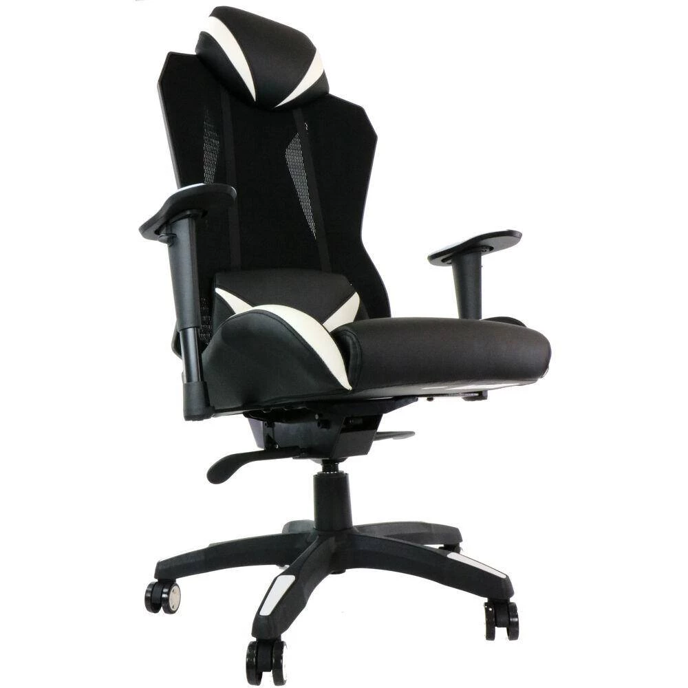 Commando Ergonomic Black and White High-Back Gaming Chair with Adjustable Gas Lift Seating and Lumbar Support by Hanover 11 Commando Ergonomic Black and White High-Back Gaming Chair with Adjustable Gas Lift Seating and Lumbar Support by Hanover - Image 10