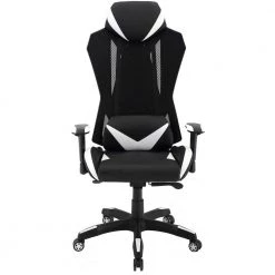 Commando Ergonomic Black and White High-Back Gaming Chair with Adjustable Gas Lift Seating and Lumbar Support by Hanover