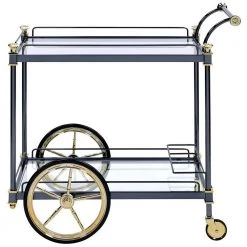 Lovely Kitchen Cart In Black/Gold & Clear Glass by Whatseaso -BENCH Online Store black gold clear whatseaso kitchen carts l k110499207 4f 1000