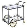 Lovely Kitchen Cart In Black/Gold & Clear Glass by Whatseaso