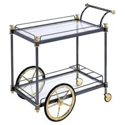 Lovely Kitchen Cart In Black/Gold & Clear Glass by Whatseaso