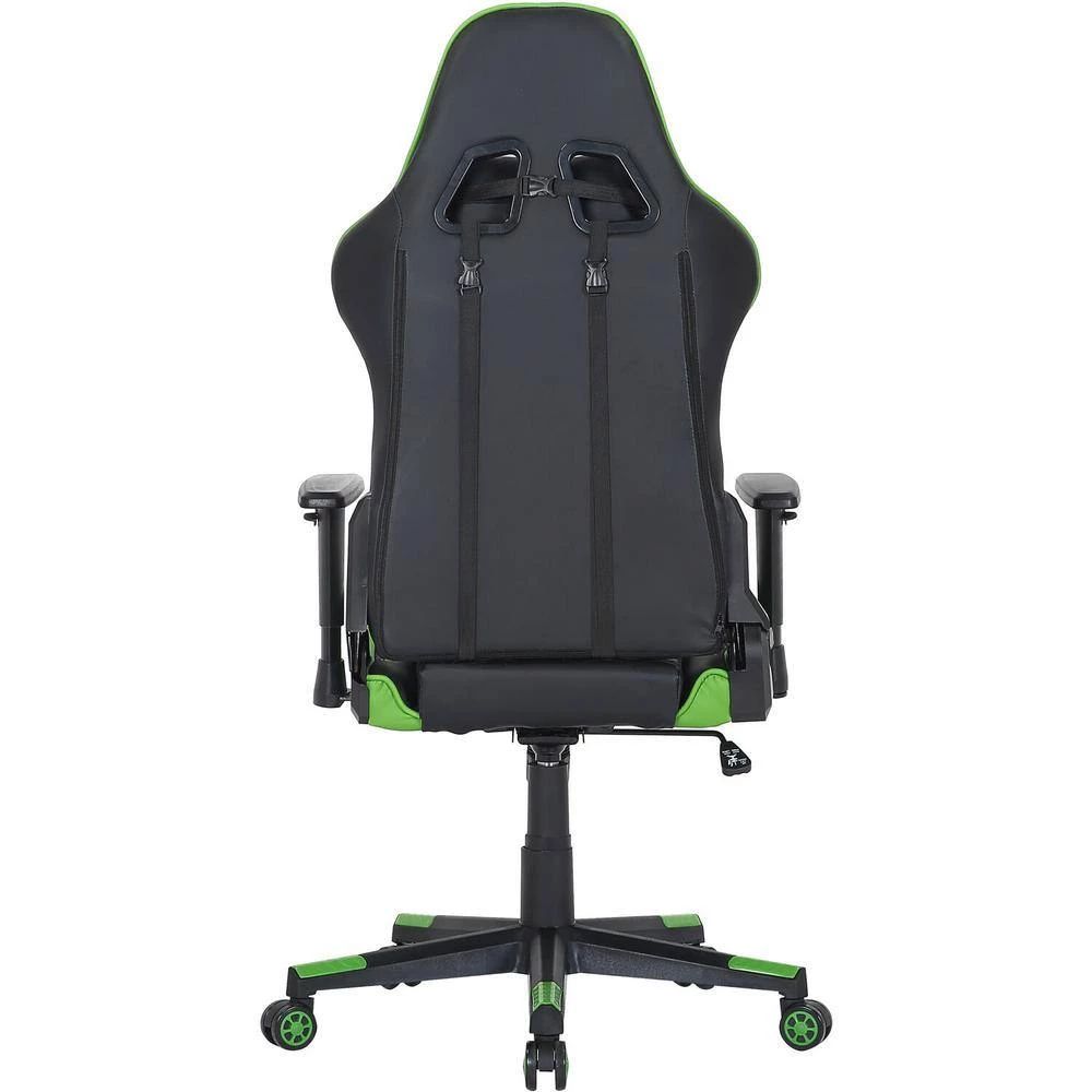 Black and Green Faux Leather Gaming Chair with Adjustable Gas Lift Seating, Lumbar and Neck Support by Hanover 7 Black and Green Faux Leather Gaming Chair with Adjustable Gas Lift Seating, Lumbar and Neck Support by Hanover - Image 5