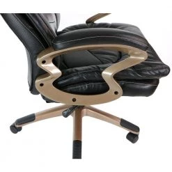 Atlas Black Executive Office Chair with Upholstered Faux-Leather Seat and Copper-Wheeled Base by Hanover -BENCH Online Store black hanover executive chairs hoc0011 44 1000
