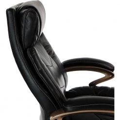 Atlas Black Executive Office Chair with Upholstered Faux-Leather Seat and Copper-Wheeled Base by Hanover -BENCH Online Store black hanover executive chairs hoc0011 4f 1000