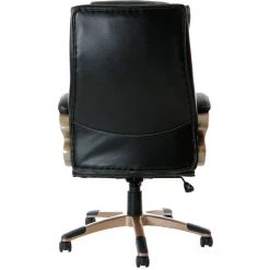 Atlas Black Executive Office Chair with Upholstered Faux-Leather Seat and Copper-Wheeled Base by Hanover -BENCH Online Store black hanover executive chairs hoc0011 76 1000