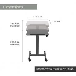 21 in. Black Rolling Desk with Adjustable Heights and Bag Hook by Hanover -BENCH Online Store black hanover standing desks hsd0408 blk 40 1000