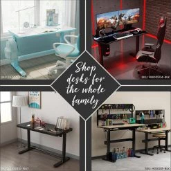 21 in. Black Rolling Desk with Adjustable Heights and Bag Hook by Hanover -BENCH Online Store black hanover standing desks hsd0408 blk a0 1000