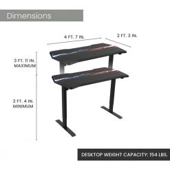 27 in. Black Gaming Desk with Adjustable Heights by Hanover 14 27 in. Black Gaming Desk with Adjustable Heights by Hanover -BENCH Online Store black multi hanover computer desks hgd0504 blk 40 1000