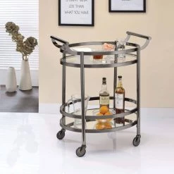 Black Nickel Frame & Clear Glass Kitchen Serving Cart by Whatseaso -BENCH Online Store black nickel clear glass whatseaso kitchen carts l k110499061 1f 1000