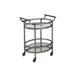 Black Nickel Frame & Clear Glass Kitchen Serving Cart by Whatseaso