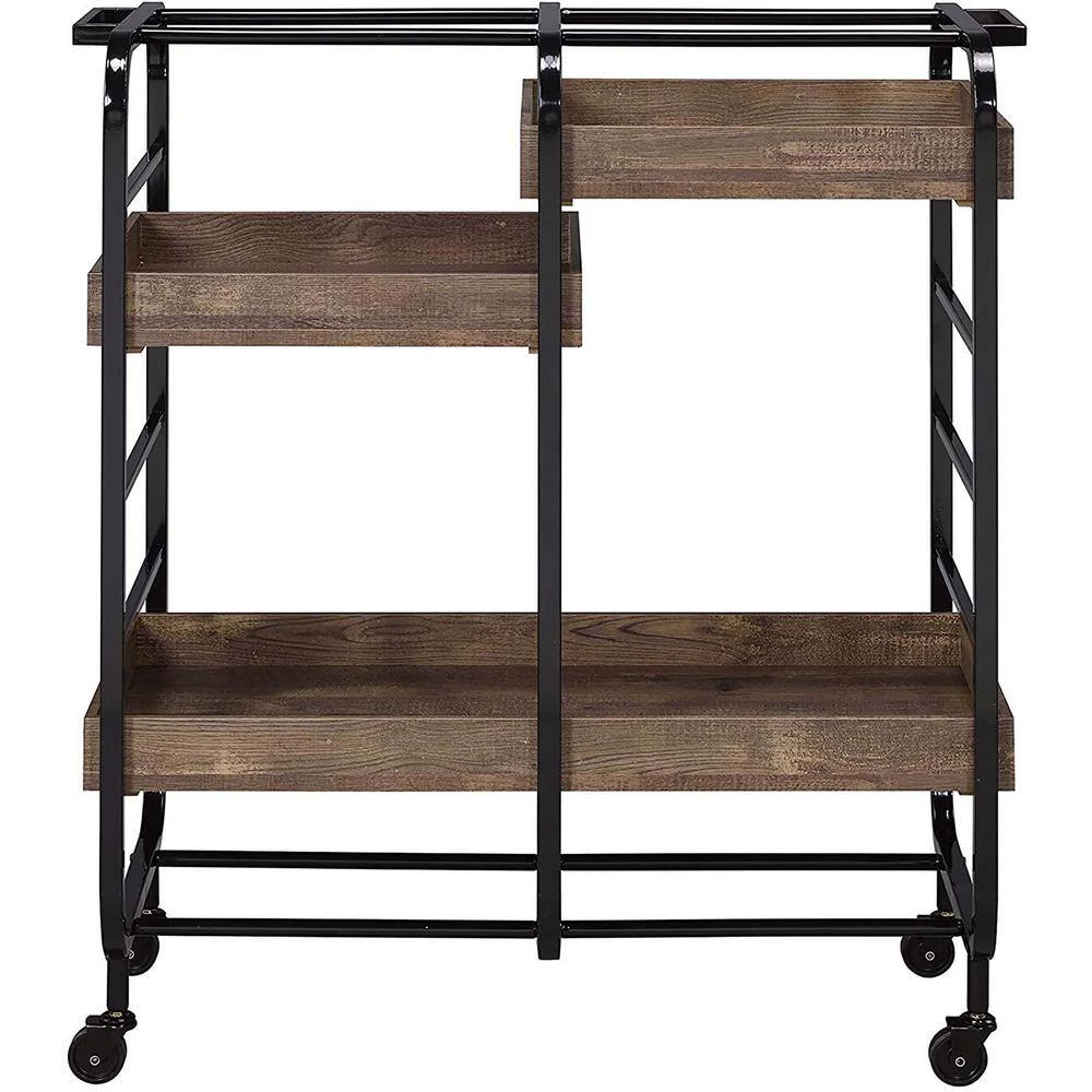 Industrial Style Kitchen Serving Cart In Black & Walnut Color by Whatseaso 4 Industrial Style Kitchen Serving Cart In Black & Walnut Color by Whatseaso - Image 2