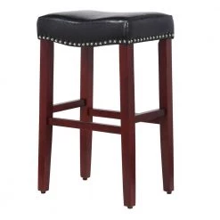 Jameson 29 in. Cherry Upholstered Nail Head Faux Leather Bar Stool (Set of 2) by WESTIN OUTDOOR -BENCH Online Store black westin outdoor bar stools 631851052599 1f 1000