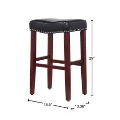 Jameson 29 in. Cherry Upholstered Nail Head Faux Leather Bar Stool (Set of 2) by WESTIN OUTDOOR -BENCH Online Store black westin outdoor bar stools 631851052599 40 1000