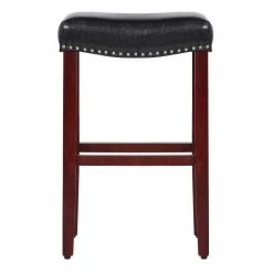 Jameson 29 in. Cherry Upholstered Nail Head Faux Leather Bar Stool (Set of 2) by WESTIN OUTDOOR -BENCH Online Store black westin outdoor bar stools 631851052599 4f 1000