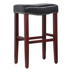 Jameson 29 in. Cherry Upholstered Nail Head Faux Leather Bar Stool (Set of 2) by WESTIN OUTDOOR -BENCH Online Store black westin outdoor bar stools 631851052599 c3 1000