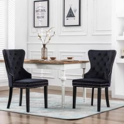Brooklyn Black Tufted Velvet Dining Side Chair (Set of 2) by WESTIN OUTDOOR -BENCH Online Store black westin outdoor dining chairs id305 bk 31 1000