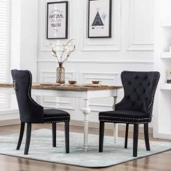 Brooklyn Black Tufted Velvet Dining Side Chair (Set of 2) by WESTIN OUTDOOR -BENCH Online Store black westin outdoor dining chairs id305 bk 40 1000