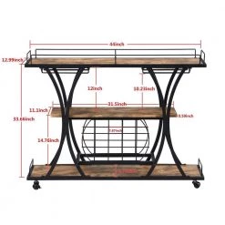 Industrial Black Bar Cart with Wine Rack and Glass Holder by Whatseaso -BENCH Online Store black whatseaso kitchen carts l k110498873 4f 1000