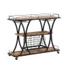 Industrial Black Bar Cart with Wine Rack and Glass Holder by Whatseaso