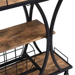 Industrial Black Bar Cart with Wine Rack and Glass Holder by Whatseaso -BENCH Online Store black whatseaso kitchen carts l k110498873 66 1000