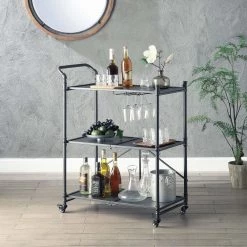 Cordelia Serving Cart in Sandy Black by Whatseaso
