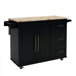 Black Wooden Kitchen Island by Whatseaso