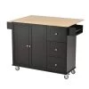 Black Kitchen Island with Solid Wood Top and Locking Wheels by Whatseaso -BENCH Online Store black whatseaso kitchen islands lnn k110501801 64 1000