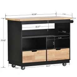 46 in. Black New Design Kitchen Island with 2-Drawers and Tableware Cabinet by Whatseaso 24 46 in. Black New Design Kitchen Island with 2-Drawers and Tableware Cabinet by Whatseaso -BENCH Online Store black whatseaso kitchen islands lnn k110501887 44 1000