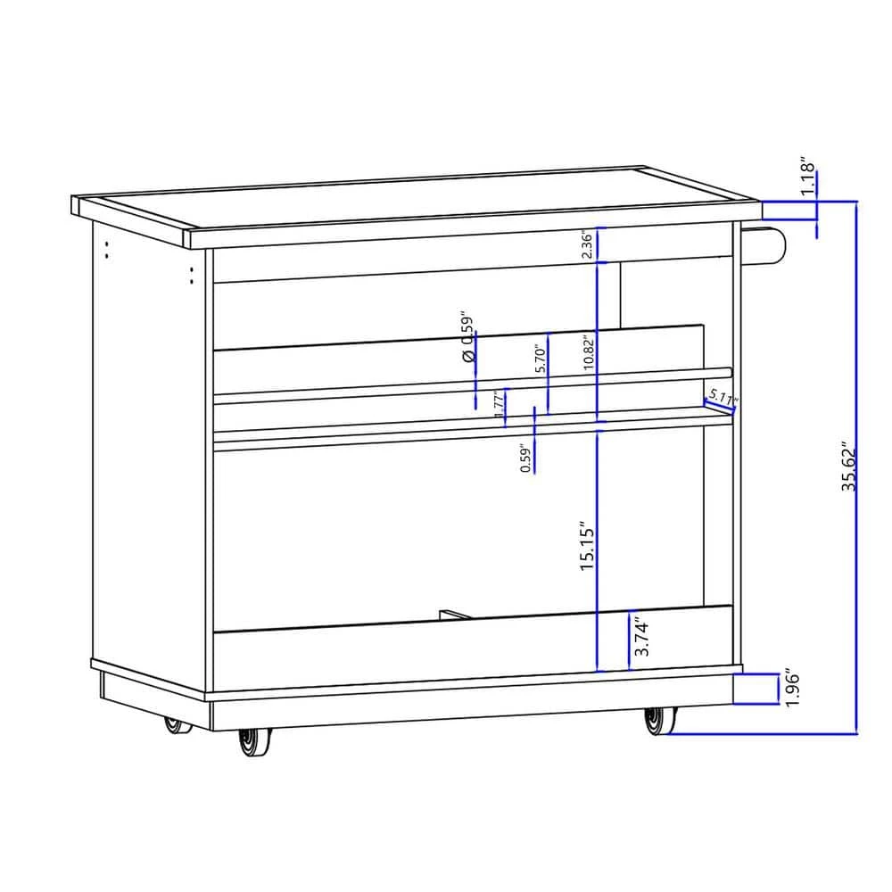 46 in. Black New Design Kitchen Island with 2-Drawers and Tableware Cabinet by Whatseaso 13 46 in. Black New Design Kitchen Island with 2-Drawers and Tableware Cabinet by Whatseaso - Image 11