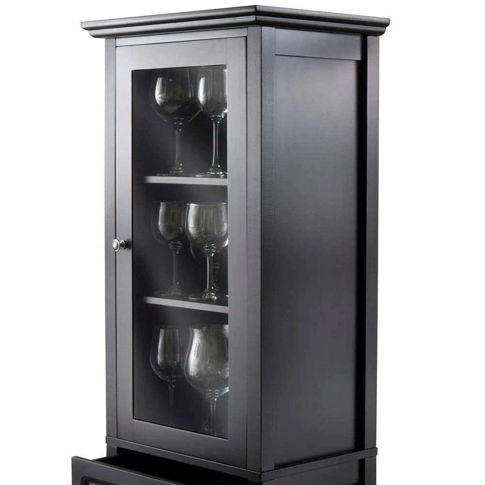 Burgundy 15-Bottle Black Bar Cabinet by Winsome Wood 9 Burgundy 15-Bottle Black Bar Cabinet by Winsome Wood - Image 7