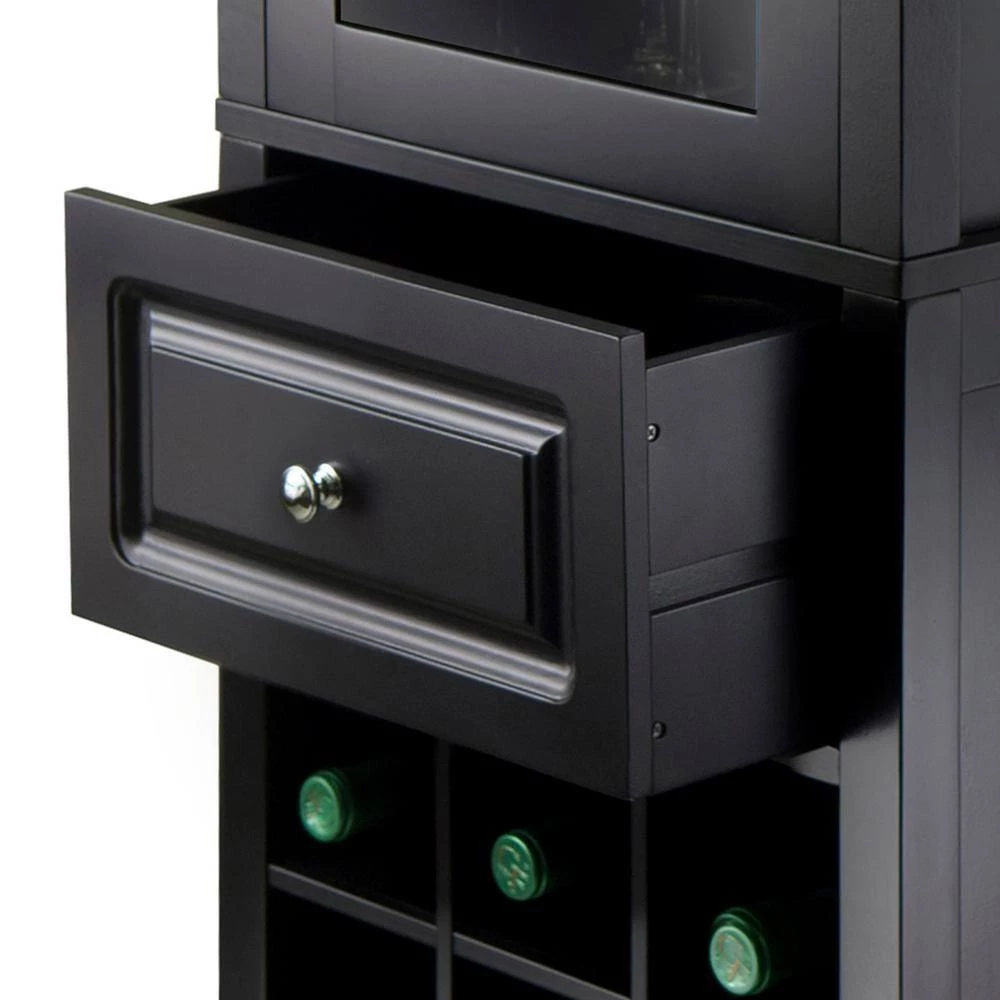 Burgundy 15-Bottle Black Bar Cabinet by Winsome Wood 10 Burgundy 15-Bottle Black Bar Cabinet by Winsome Wood - Image 8
